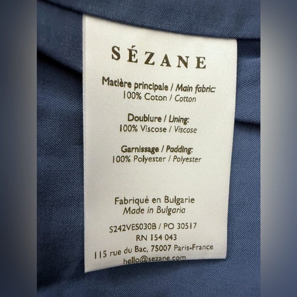 NWT Sézane Dakota Quilted Jacket in Denim Blue Sz 4 - Picture 11 of 16
